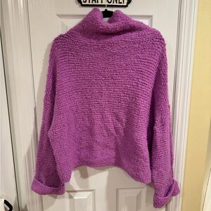 Free People Vibrant Purple Cowl Neck Sweater